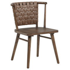 Tallis Brown Woven Leatherette Back Dining Side Chair (Set Of 2) - Ornate Home
