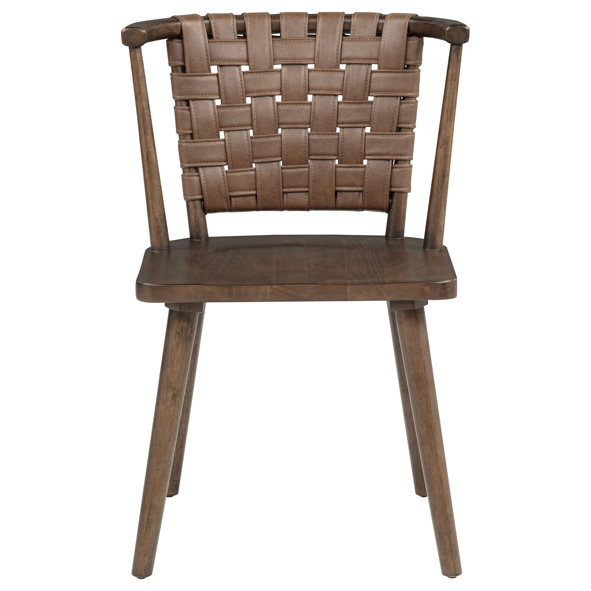 Tallis Brown Woven Leatherette Back Dining Side Chair (Set Of 2) - Ornate Home
