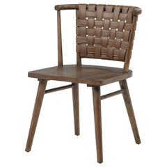 Tallis Brown Woven Leatherette Back Dining Side Chair (Set Of 2) - Ornate Home