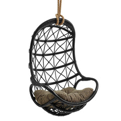 Tamarind Black/Tan Natural Rattan Hanging Chair - Ornate Home