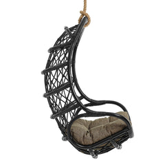 Tamarind Black/Tan Natural Rattan Hanging Chair - Ornate Home