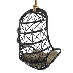 Tamarind Black/Tan Natural Rattan Hanging Chair - Ornate Home
