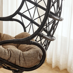 Tamarind Black/Tan Natural Rattan Hanging Chair - Ornate Home