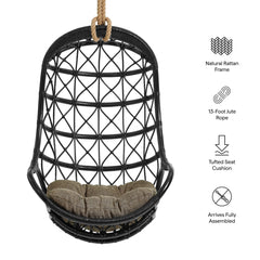 Tamarind Black/Tan Natural Rattan Hanging Chair - Ornate Home