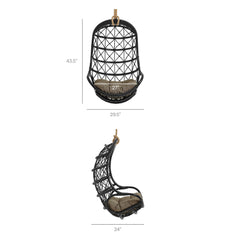 Tamarind Black/Tan Natural Rattan Hanging Chair - Ornate Home