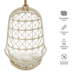 Tamarind Light Tan Natural Rattan Hanging Chair - Ornate Home