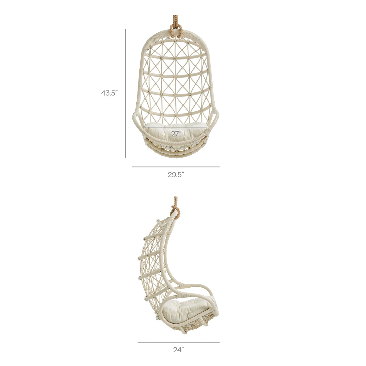 Tamarind Light Tan Natural Rattan Hanging Chair - Ornate Home