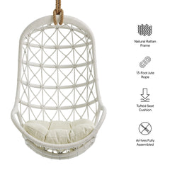 Tamarind White/Light Beige Natural Rattan Hanging Chair - Ornate Home
