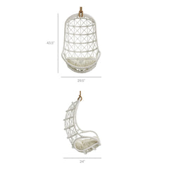 Tamarind White/Light Beige Natural Rattan Hanging Chair - Ornate Home