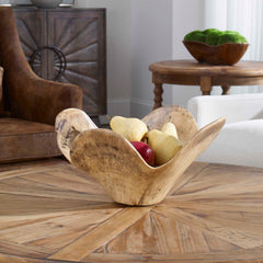 Tamarine Brown/White/Woodtone Wood Bowl - Ornate Home