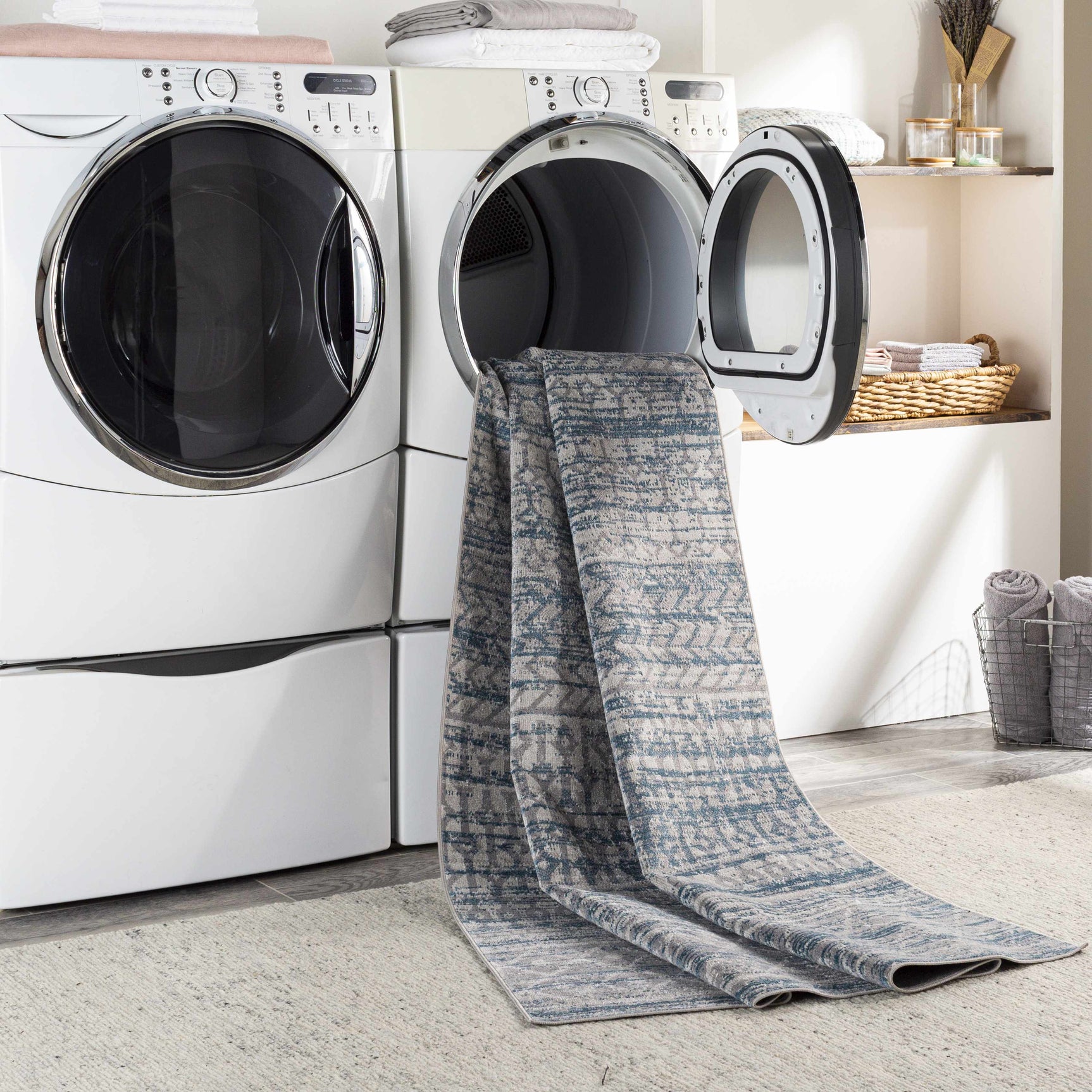 Tambac Blue Washable Area Rug - Clearance - Ornate Home