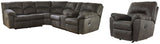 Tambo Pewter 2-Piece Sectional with Recliner (Online Special Price) - Ornate Home