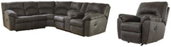 Tambo Pewter 2-Piece Sectional with Recliner - Ornate Home