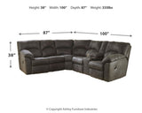 Tambo Pewter 2-Piece Sectional with Recliner - Ornate Home