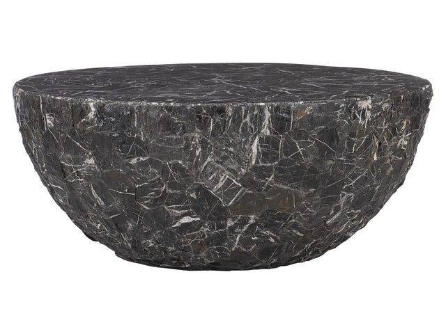 Tambora Black Striped Stone Outdoor Cocktail Table - Ornate Home