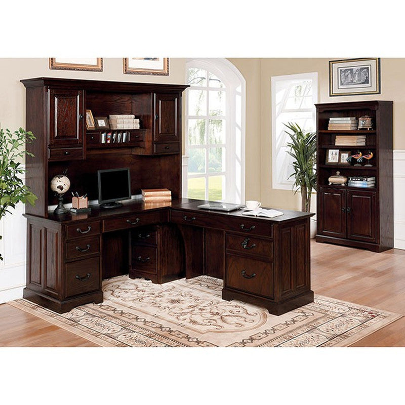 Tami Dark Walnut Credenza Desk Hutch - Ornate Home