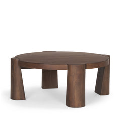Tammar Medium Brown Round Wood with Tapered Legs Coffee Table - Ornate Home