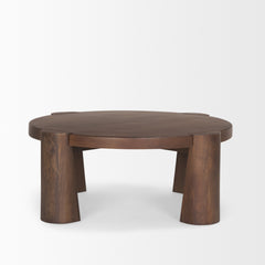 Tammar Medium Brown Round Wood with Tapered Legs Coffee Table - Ornate Home