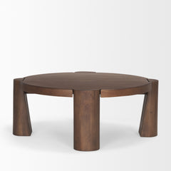 Tammar Medium Brown Round Wood with Tapered Legs Coffee Table - Ornate Home