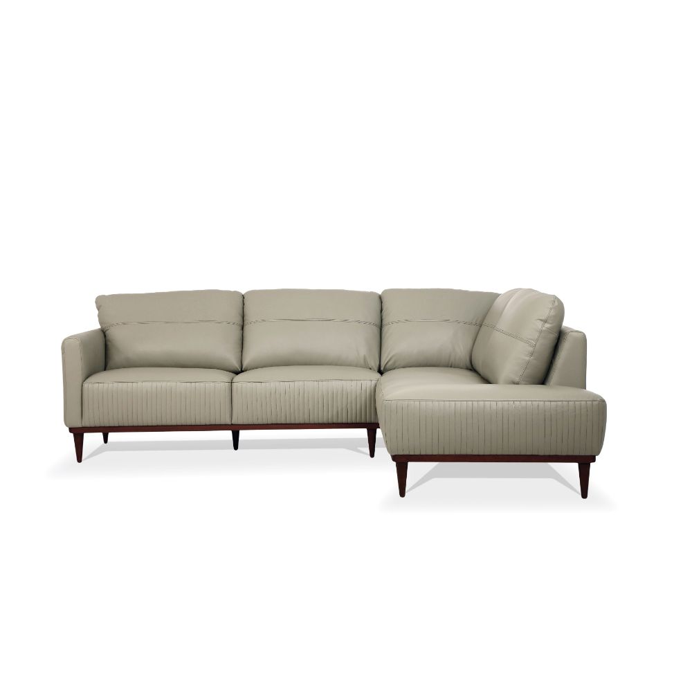 Tampa Airy Green Leather Sectional Sofa - Ornate Home