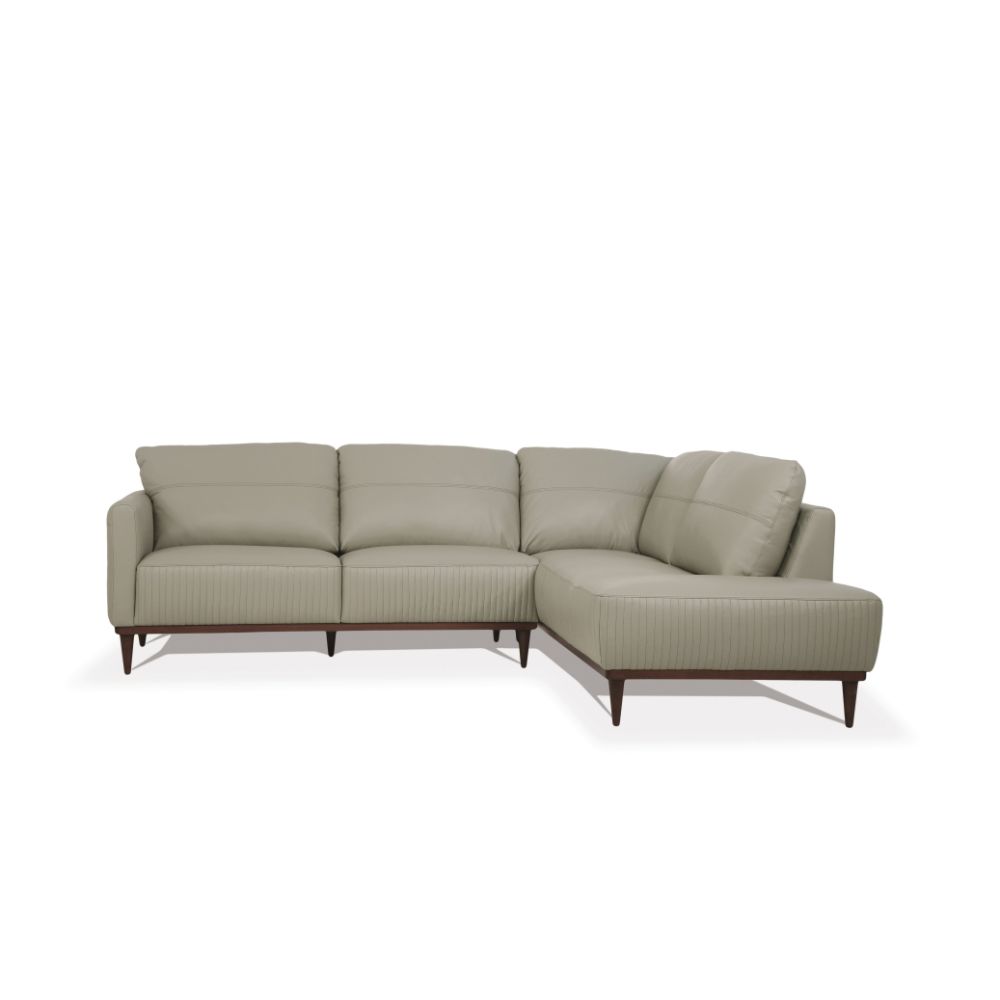 Tampa Airy Green Leather Sectional Sofa - Ornate Home