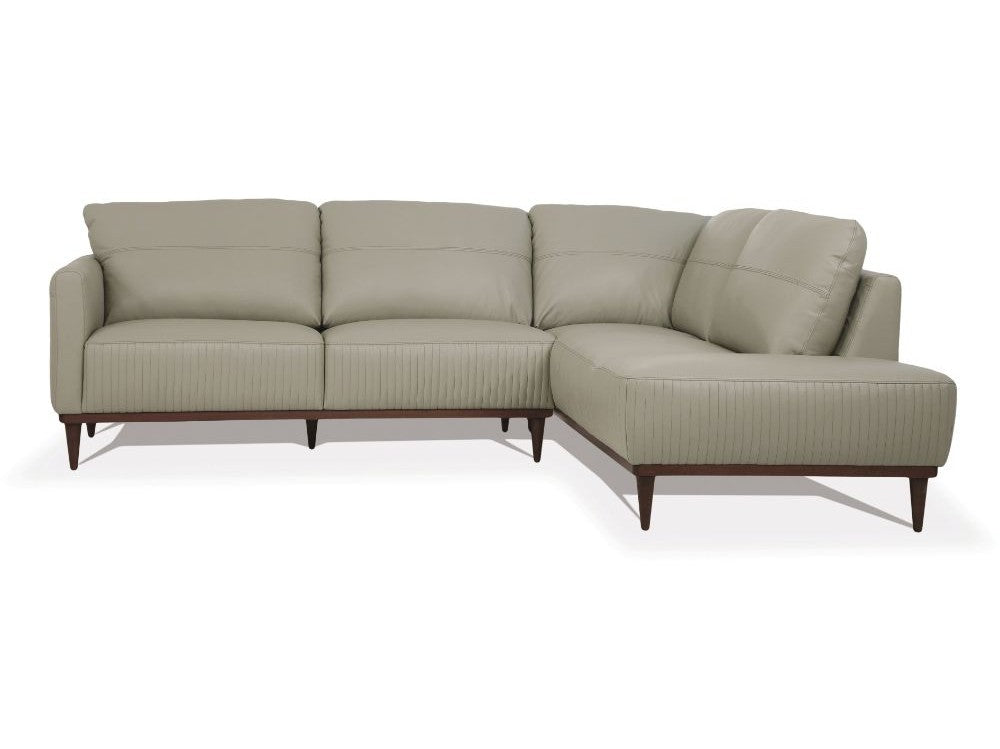Tampa Airy Green Leather Sectional Sofa - Ornate Home