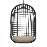 Tamsin Black Tan Open Grid Weave Natural Rattan Hanging Chair