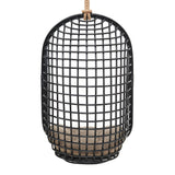 Tamsin Black Tan Open Grid Weave Natural Rattan Hanging Chair