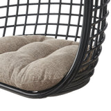Tamsin Black Tan Open Grid Weave Natural Rattan Hanging Chair