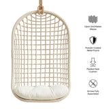 Tamsin Light Tan White Open Grid Weave Natural Rattan Hanging Chair