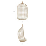 Tamsin Light Tan White Open Grid Weave Natural Rattan Hanging Chair