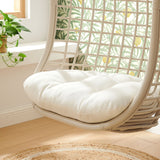 Tamsin Light Tan White Open Grid Weave Natural Rattan Hanging Chair