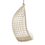 Tamsin Light Tan White Open Grid Weave Natural Rattan Hanging Chair