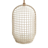 Tamsin Light Tan White Open Grid Weave Natural Rattan Hanging Chair
