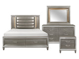 Tamsin Silver-Gray Metallic 4-piece Queen Bedroom Set - Ornate Home
