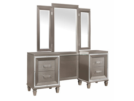 Tamsin Silver-Gray Vanity Dresser with Mirror - Ornate Home