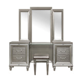Tamsin Silver-Gray Vanity Dresser with Mirror - Ornate Home
