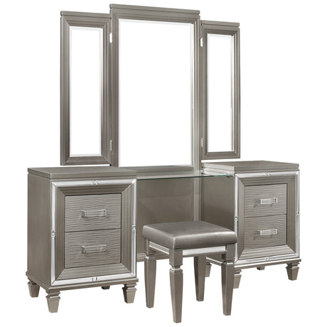 Tamsin Silver-Gray Vanity Dresser with Mirror - Ornate Home