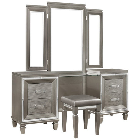 Tamsin Silver-Gray Vanity Dresser with Mirror - Ornate Home
