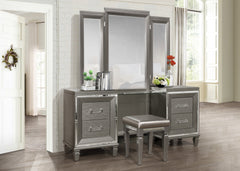 Tamsin Silver/Gray Vanity Stool - Ornate Home