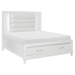 Tamsin White California King Platform Bed w/Footboard Storage - Ornate Home