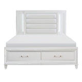 Tamsin White California King Platform Bed w/Footboard Storage - Ornate Home