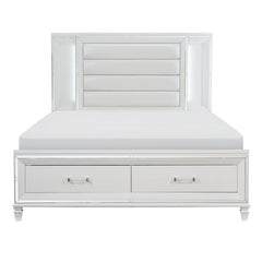Tamsin White California King Platform Bed w/Footboard Storage - Ornate Home