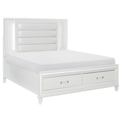 Tamsin White California King Platform Bed w/Footboard Storage - Ornate Home