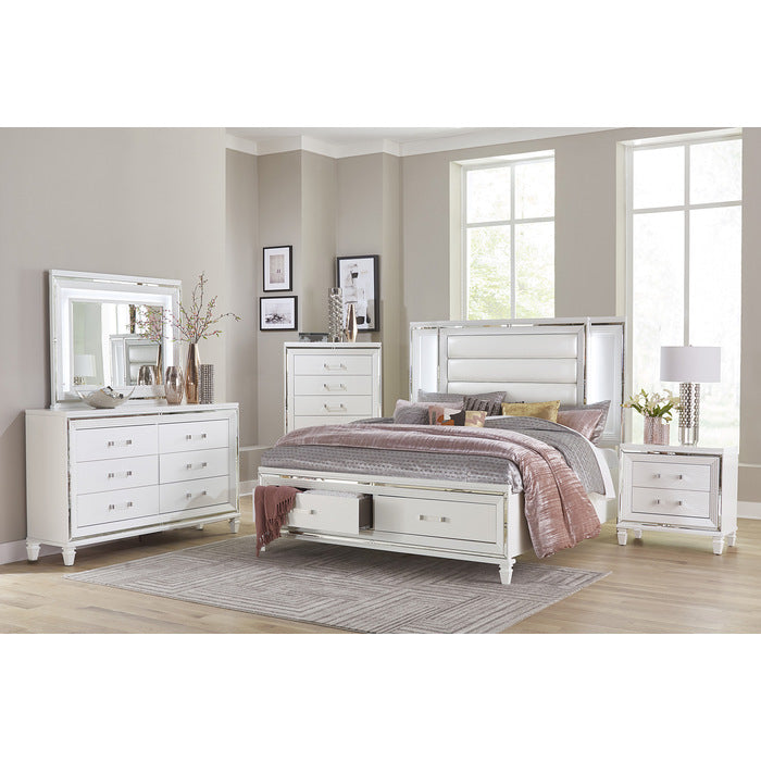 Tamsin White California King Platform Bed w/Footboard Storage - Ornate Home