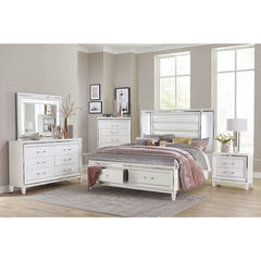 Tamsin White California King Platform Bed w/Footboard Storage - Ornate Home