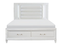 Tamsin White Eastern King Platform Bed w/Footboard Storage - Ornate Home