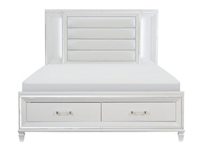 Tamsin White Eastern King Platform Bed w/Footboard Storage - Ornate Home