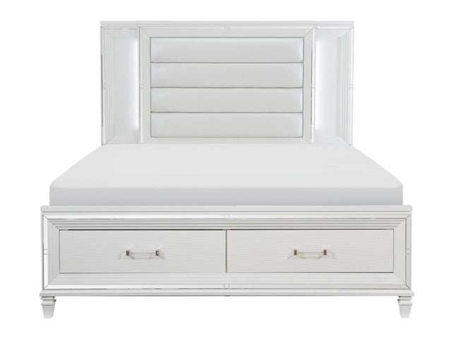 Tamsin White Eastern King Platform Bed w/Footboard Storage - Ornate Home