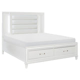 Tamsin White Eastern King Platform Bed w/Footboard Storage - Ornate Home